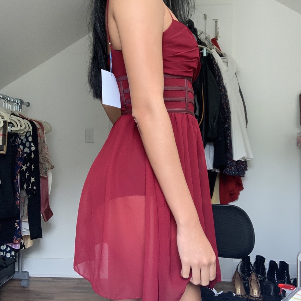 Burgundy Majorelle Aphrodite Mini Dress - Picture 2 of 5